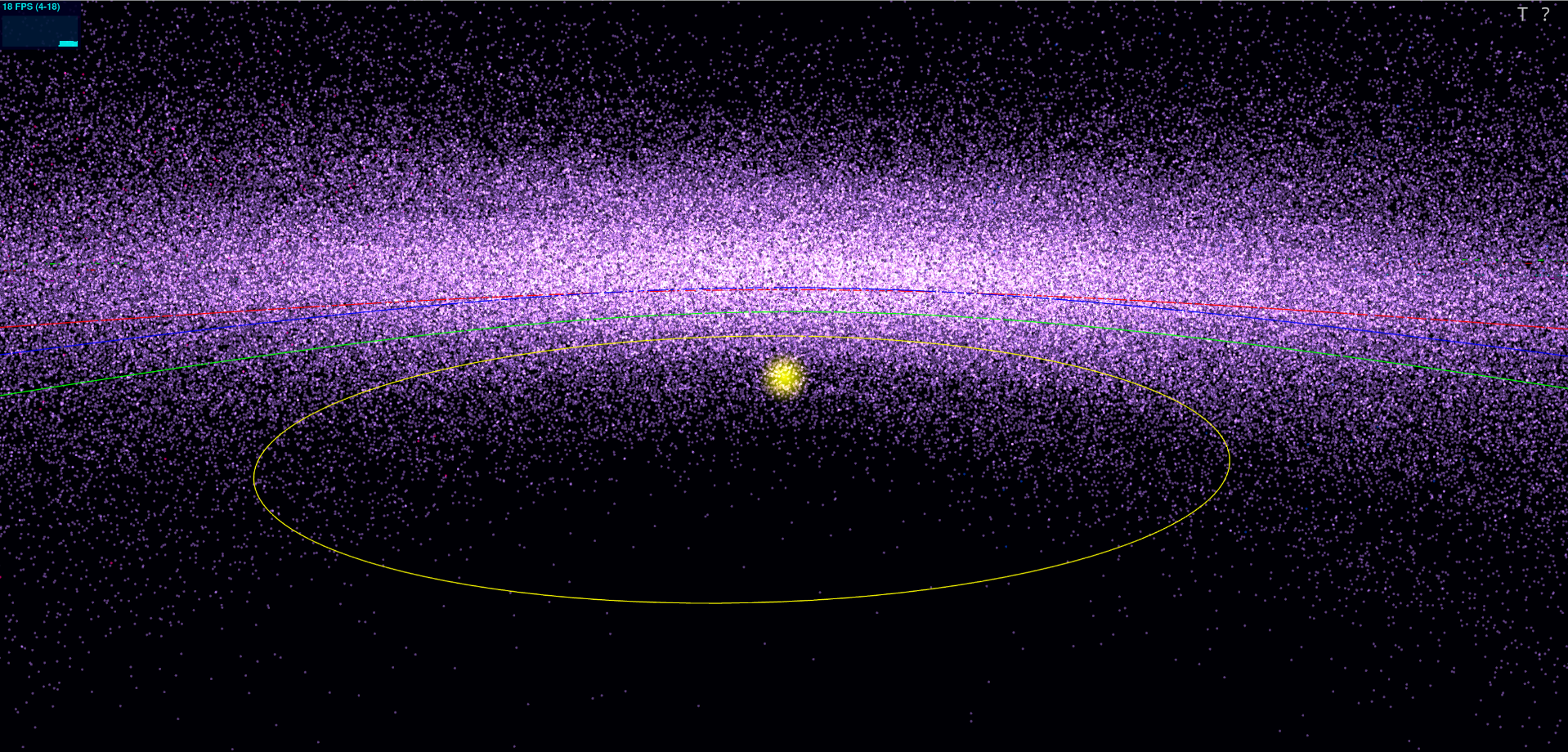 A screen shot of orbviewer. Lots of little dots on a black background